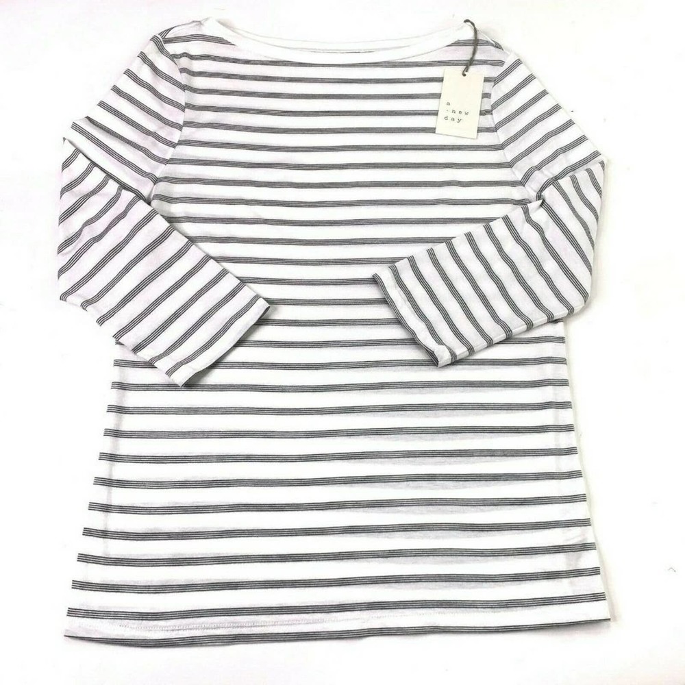 NWT Case Pack of 6 Women Stripe Slim Fit Boat Neck Top